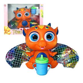 Bebê Dragão Flying Baby Com Asas Laranja Brinquedo