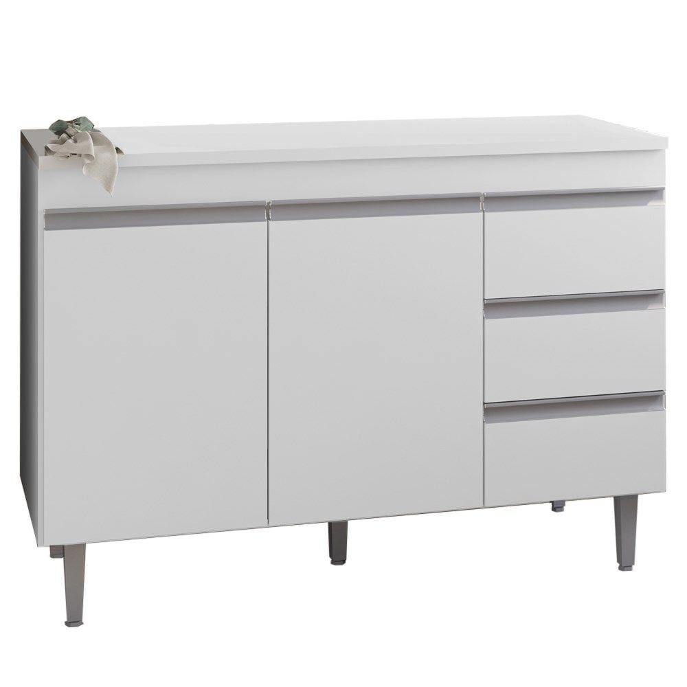 Balcao Com Tampo 120 cm 2 Portas Andreia Branco REAJL