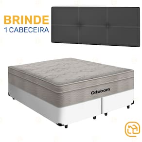 Box Queen Branco + Cabeceira Painel Iris Preta + Colchão De Molas AirTech SpringPocket 158cm