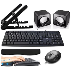 Kit Multi3 - Teclado e Mouse com fio / Suporte Para Notebook / Caixa De Som / Apoio de Teclado(keypad)