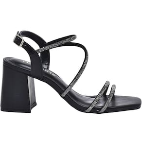 Sandália Feminina Casual Salto Grosso com Tiras em Strass Via Marte 23-10114