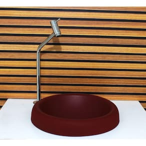 Cuba Vidro Chapeu 32Cm Vermelho Fosco Com Torneira E Valvula