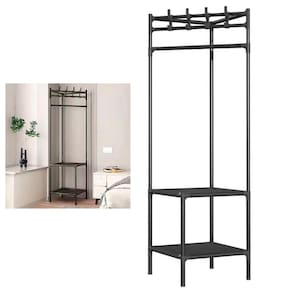 Arara Cabideiro de Canto Prateleira Sapateira 2 Andares Gancho Multiuso Blusa Roupa Toalha Quarto Closet