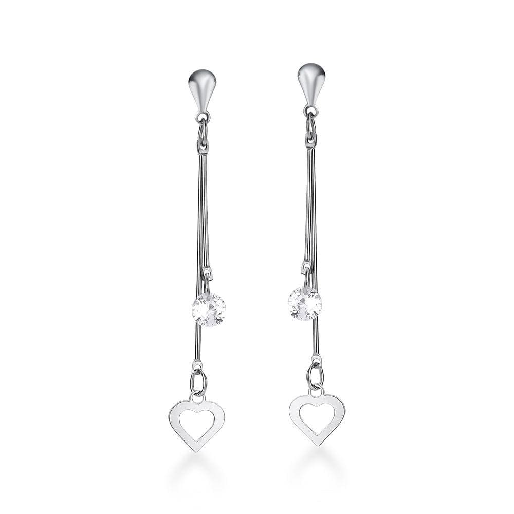 Brinco Pendurado Coração Leve Delicado Antialérgico Aço Inox