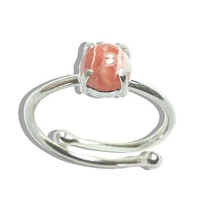 Anel Nlux Disco Rodocrosita Argentina 5 mm Garra Prata 950