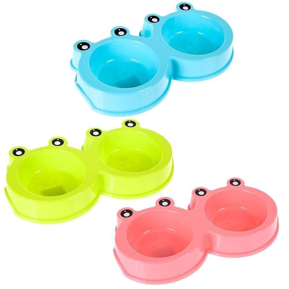 Comedouro Duplo Funny Cães E Gatos Meu Pet Verde