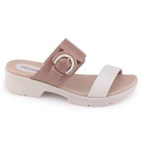 Tamanco fem Piccadilly 572014 Flat Off White Linho Fivela