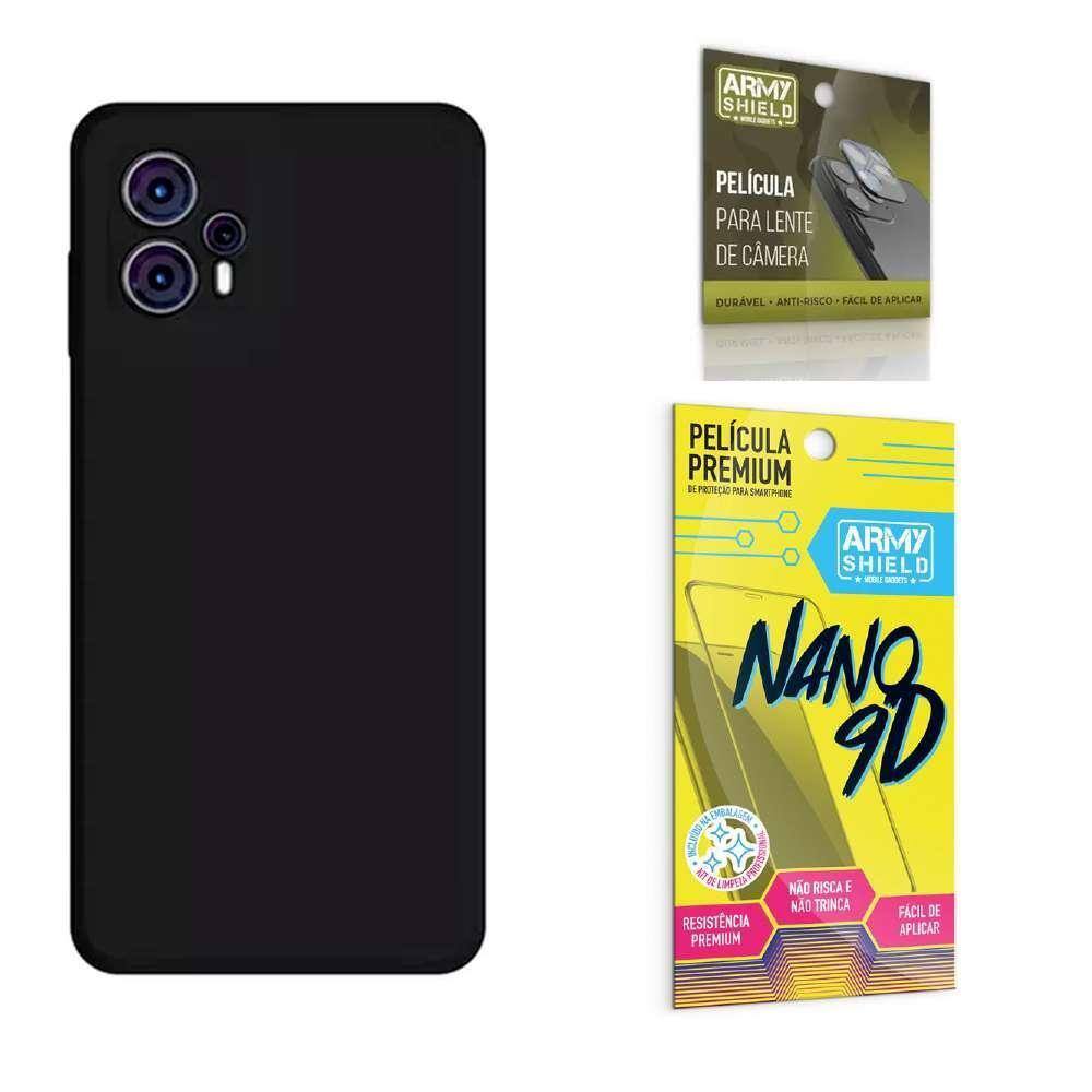 Capinha Preta Moto G23 + Película 9D + Película De Câmera