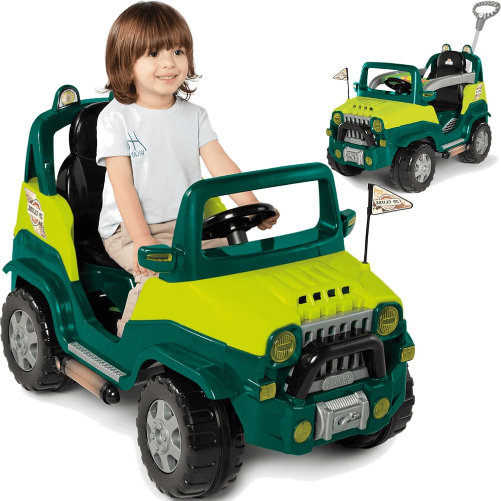 Carrinho de Passeio e Pedal Empurrador Calesita Diipi Verde
