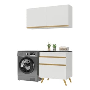 Conjunto Lavanderia Multiuso Armário E Balcão Multimóveis Branco