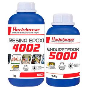 Resina Epoxi 4002 Alta Viscosidade ULTRA TRANSPARENTE e Proteção UV Com Endurecedor (1,430 Kg)
