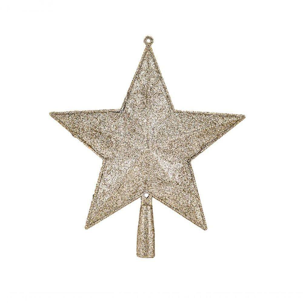 Estrela Ponteira Glitter Brocada Champagne 21cm - Magizi