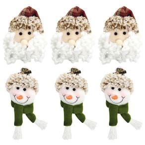 Kit Carinha Pelúcia Papai Noel E Boneco De Neve 6 Pç 13cm