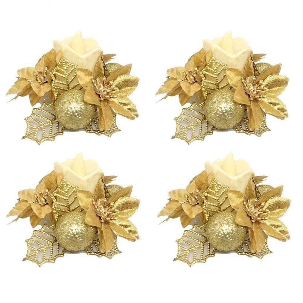 Kit 4 Porta Velas Bico De Papagaio Com Vela Eletrônica