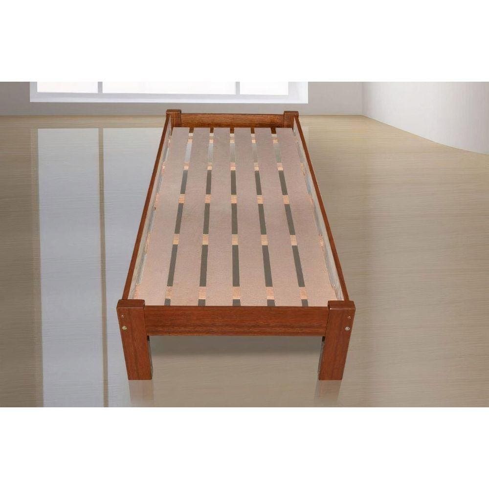Cama Solteirão (Solteiro Extra) Turca de Madeira Maciça Angelim Pedra/Tauari
