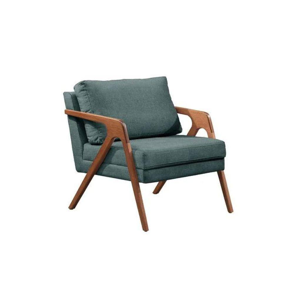 Poltrona Decorativa Mona Luxo Premium Base Em Madeira Maciça