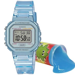 Relógio de Pulso Casio Infantil Digital Standard Prova Dágua Calendário Cronômetro Alarme Esportivo Azul LA-20WHS-2ADF + Slime