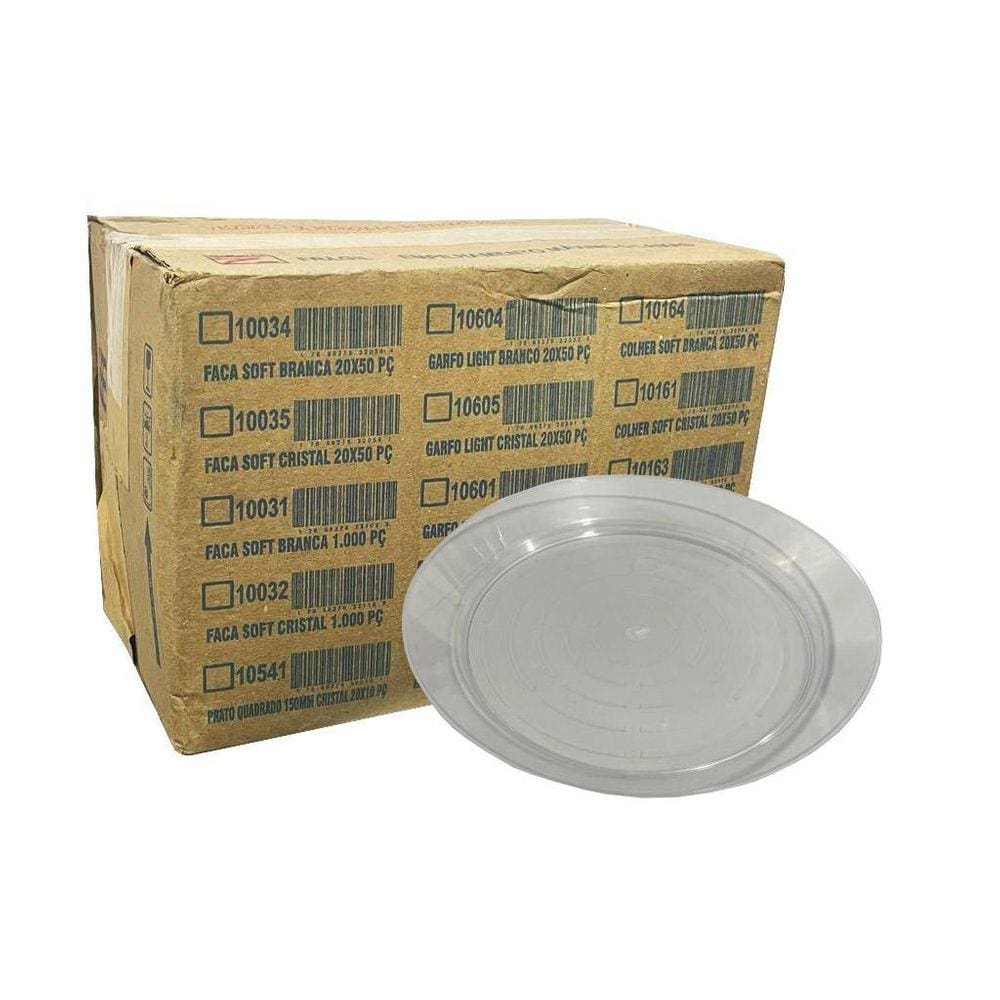 200 Pratos Acrílico 15cm Cristal - Marca Elite