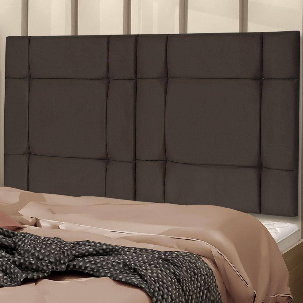 Cabeceira de Cama Box CASAL QUEEN 160cm Estofada ELLEGANCY - Marrom Escuro