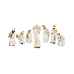 Presépio Vestimenta Branca Com 8 Peças 7.5Cm - Enfeite Resina