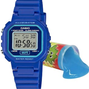 Relógio de Pulso Casio Infantil Digital Prova Dágua Calendário Alarme Esportivo Azul LA-20WH-2ADF + Brinquedo