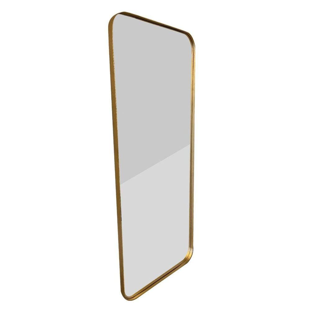 Espelho Grande Corpo Inteiro de Parede Moldura Aço 170x70cm Rei dos Vidros Dourado