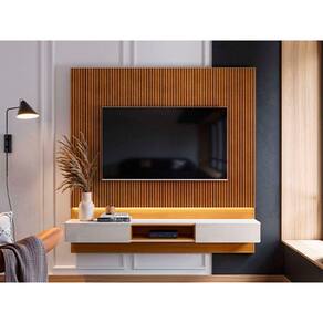 Painel para TV Paris 1.80 Tauri Ripado/Off White Perolizado Lukalian
