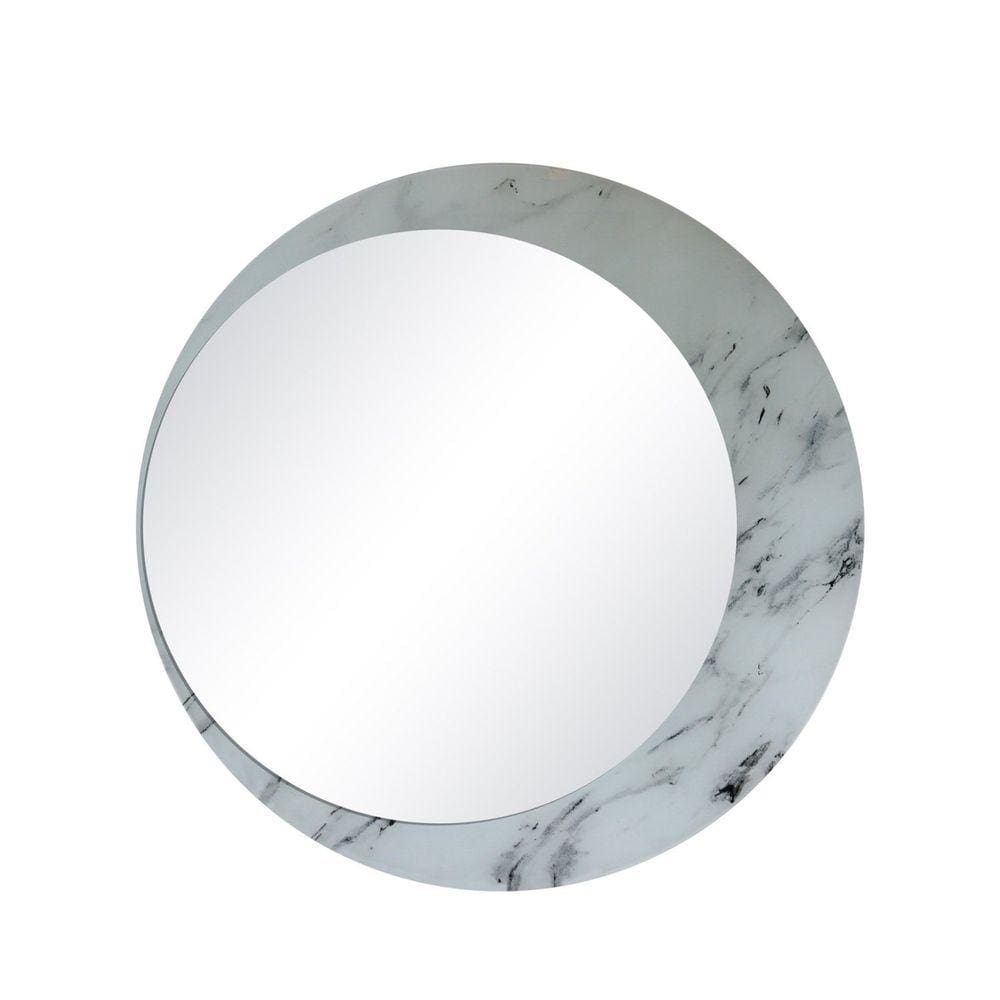Espelho Decorativo Lateral Mármore 60cm Redondo Luna In House Decor Branco