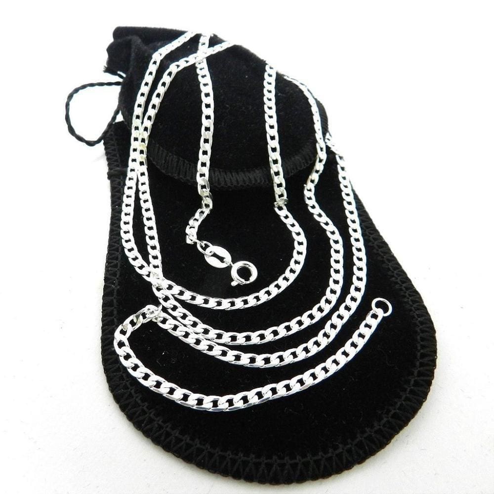 Corrente Masculina 80Cm 3Mm 1X1 Banhada Prata Cr867