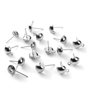 Base Brinco Meia Bola 8mm Prata 300 unidades