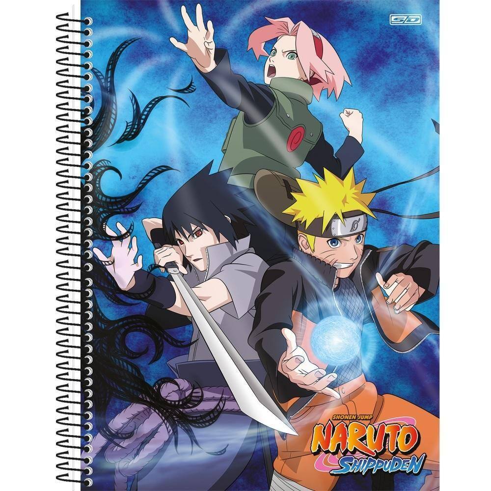 Caderno Brochura Pequeno 1/4 Anime Naruto Shippuden 80 Folhas