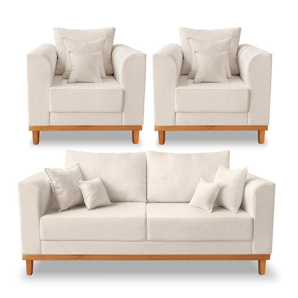 Conjunto Sofa Living 3 E 2 Valencia C 2 Poltronas Veludo | Casas Bahia