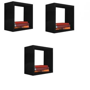 Kit 3 Nicho Decorativo 30X30X20 cm Preto Em Mdf