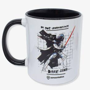 Caneca Cerâmica Star Wars Vader e Nave 350 ml Zona Criativa