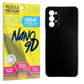 Capa Capinha Preta Moto G52 + Película Cerâmica Nano 9D