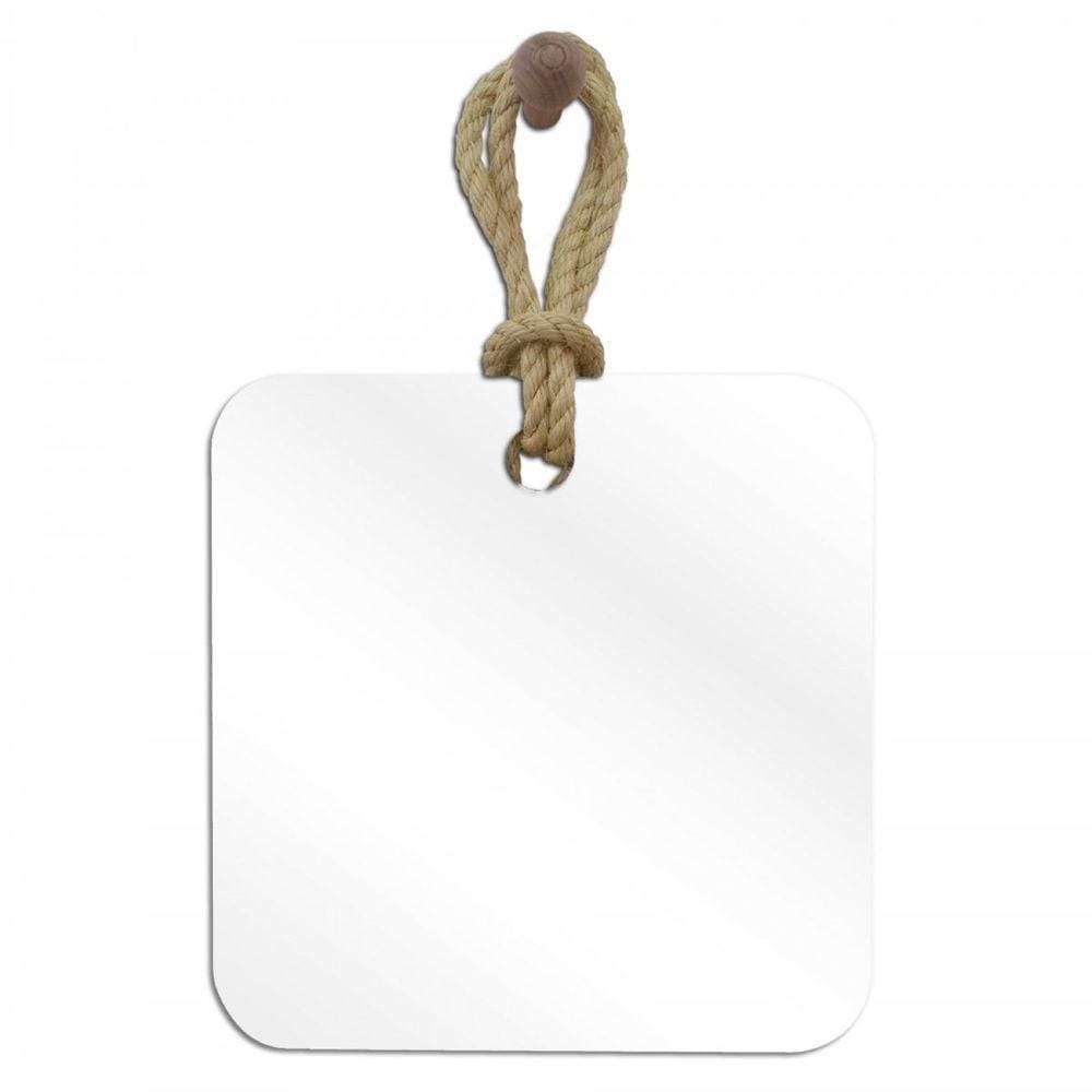 Espelho Decorativo Hole Alça Sisal Marroml Retangular In House Decor Incolor