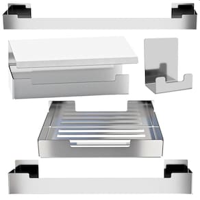 Kit de Acessórios Para Banheiro Inox C/Adesivo 5 Peças F.ELG