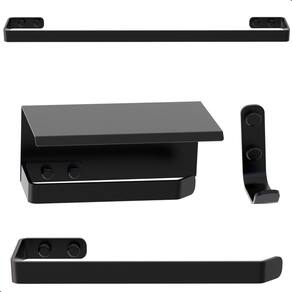 Kit de Acessórios Para Banheiro Preto Fosco 4 Peças F.MAX