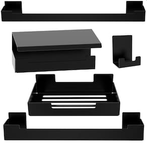 Kit de Acessórios Para Banheiro C/Adesivo 5 Pcs Preto F.ELG