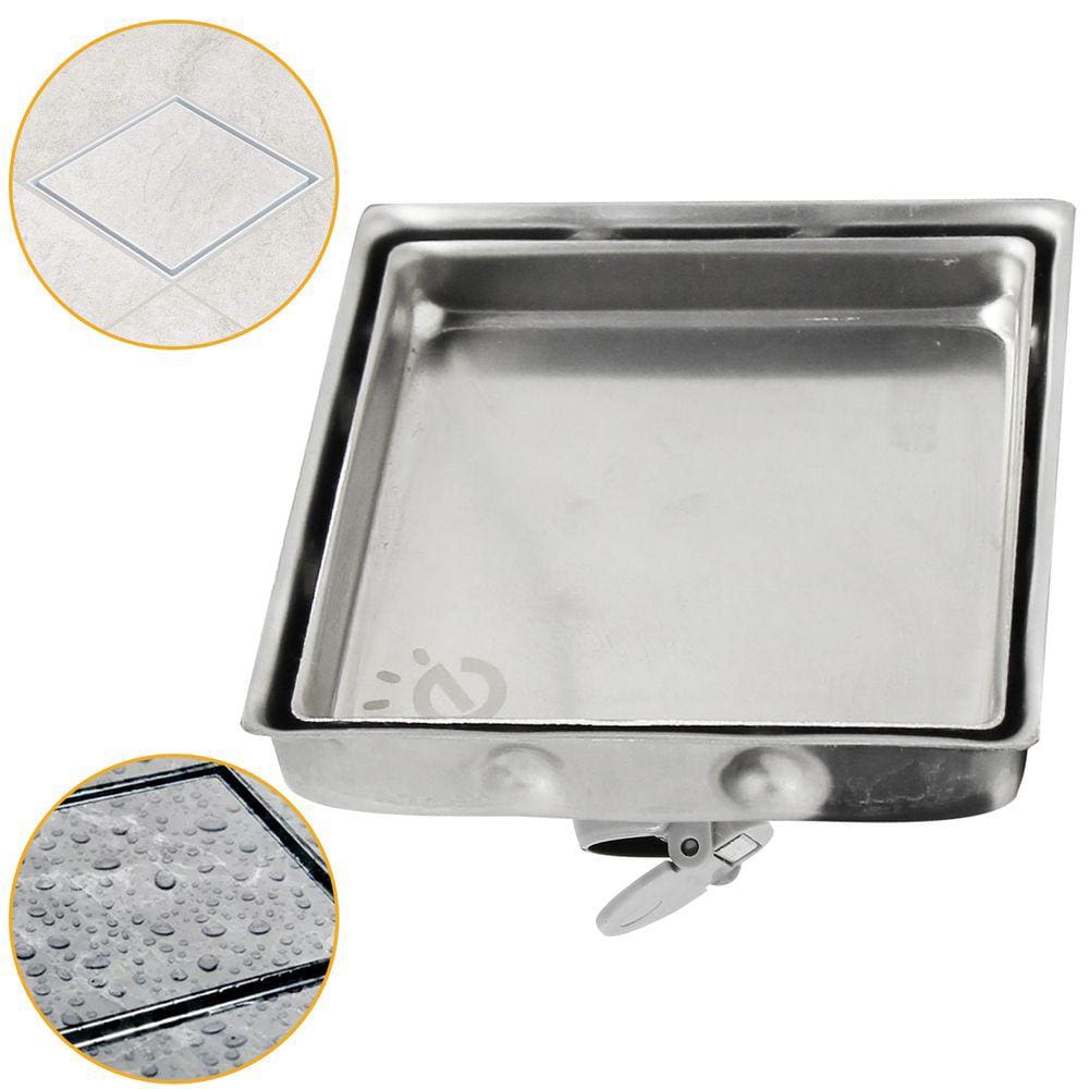 Ralo Invisível Embralumi Tampa Oculta Aço Inox 304 Anti Odor 10x10cm