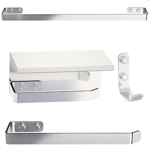 Kit de Acessórios Para Banheiro Inox e Cromado 4 Peças F.MAX