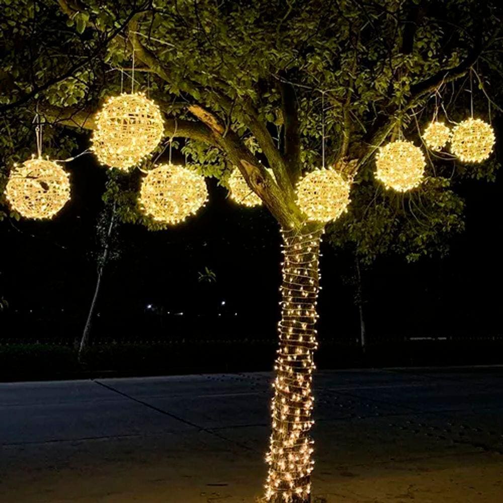 Luz de Natal Bola Vazada 30 Cm C/ 100 Leds Warm Bivolt Ip44 Uso Externo