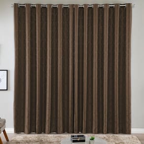 Cortina Turin Jacquard Semiblackout Floral 4,00x2,80m Para Sala Quarto Varão 4m Ilhóses - Tabaco