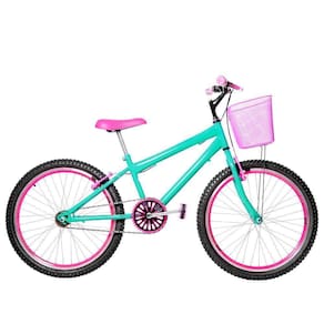 Bicicleta Infantil Feminina Aro 24 Aero Verde Água E Pink