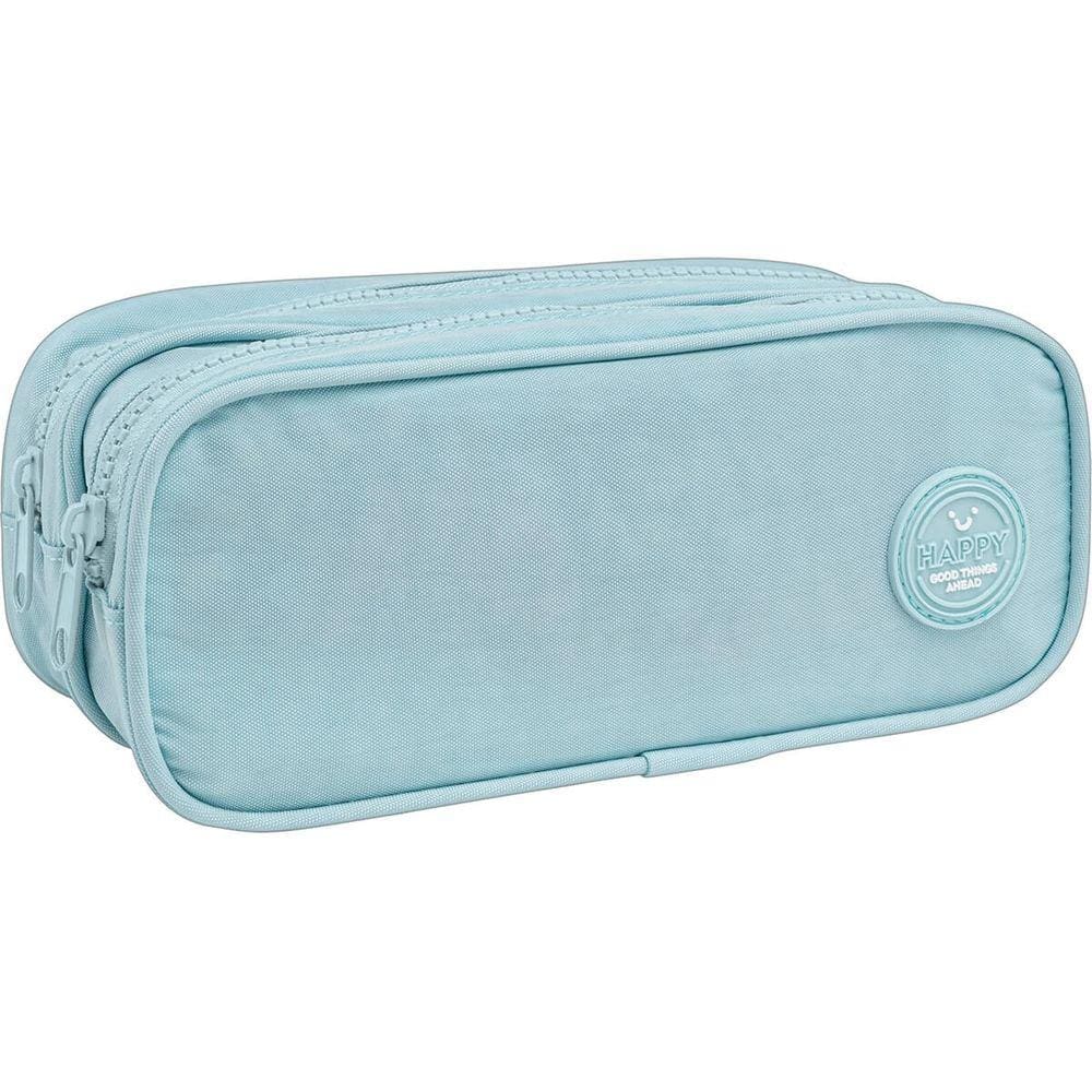 Estojo Duplo Grande Happy Azul Tilibra Ref 8229