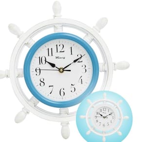 Relógio de Parede Wincy Timão Silencioso Decorativo Marítimo Casa Sala PDA03008 Branco