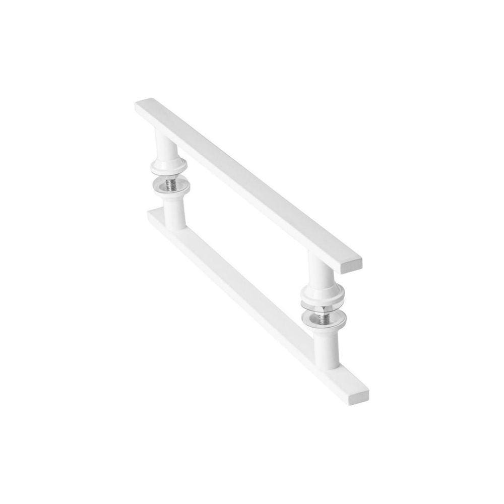 Puxador De Porta Vidro Pivotante Madeira Branco 30cm MS FS