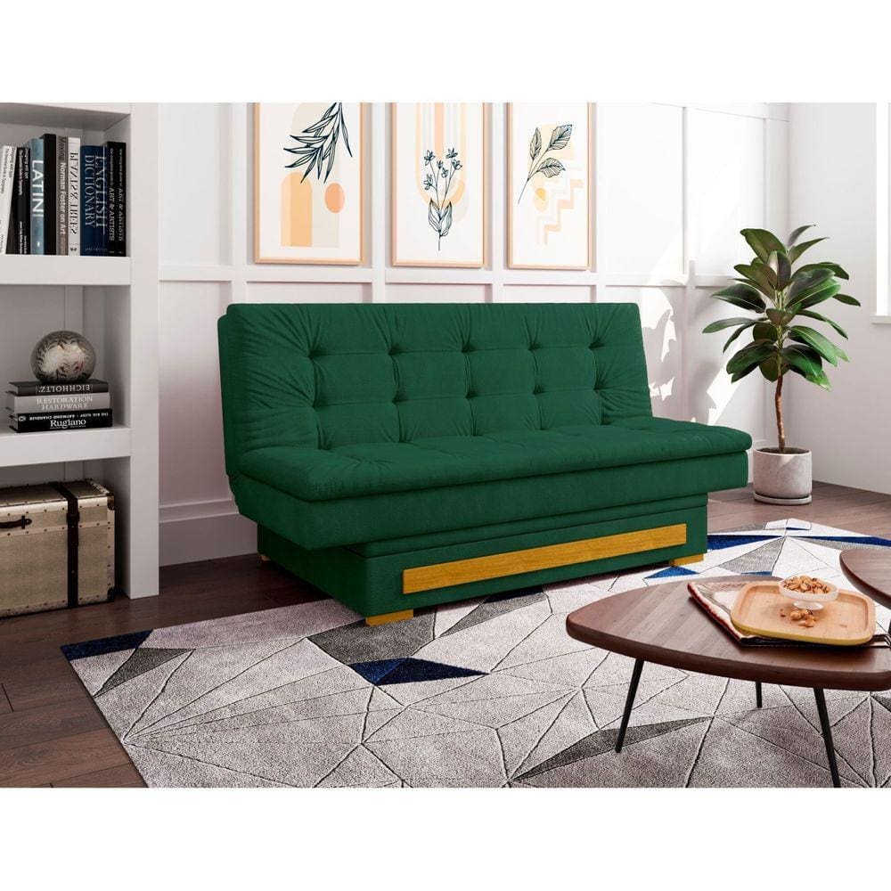 Sofa Cama com Baú Berilo Verde