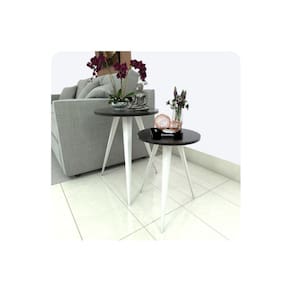 Conjunto 2 Mesinhas Lateral Canto Sala Quarto Redonda B.P FS