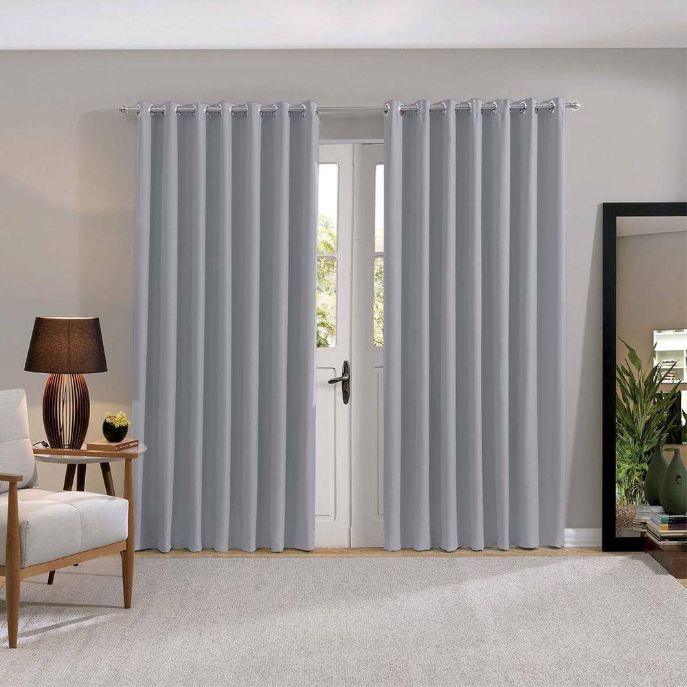 Cortina Quarto Blackout Em Tecido 100% Corta Luz Titanio Comfort 4,20 x 2,30 Bella Janela